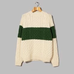 Oi Polloi Aran Stripe Jumper