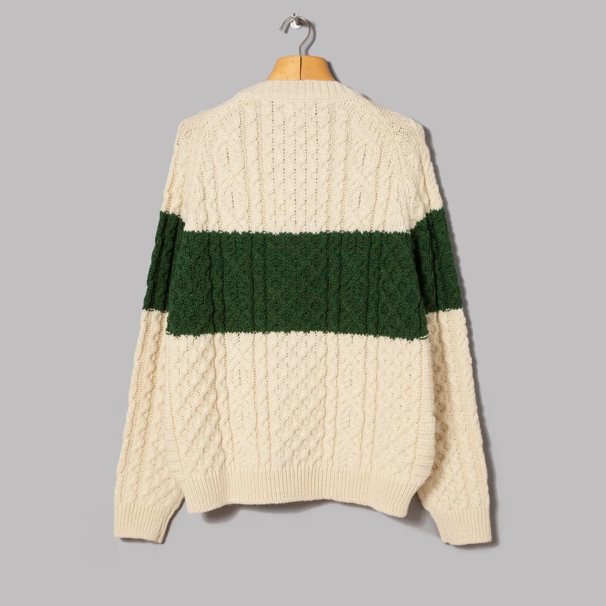Oi Polloi Aran Stripe Jumper 2 Oi Polloi Aran Stripe Jumper - Image 2