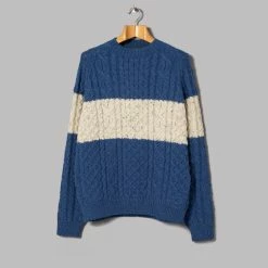 Oi Polloi Aran Stripe Jumper